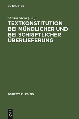 Stern |  Textkonstitution bei mündlicher und bei schriftlicher Überlieferung | Buch |  Sack Fachmedien