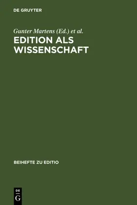 Woesler / Martens |  Edition als Wissenschaft | Buch |  Sack Fachmedien