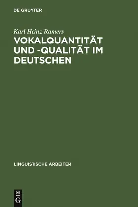 Ramers |  Vokalquantität und -qualität im Deutschen | Buch |  Sack Fachmedien