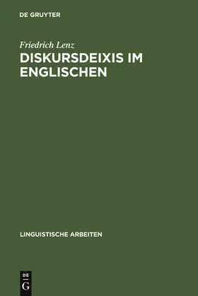 Lenz |  Diskursdeixis im Englischen | Buch |  Sack Fachmedien