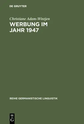 Adam-Wintjen |  Werbung im Jahr 1947 | Buch |  Sack Fachmedien