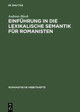 Blank |  Einführung in die lexikalische Semantik für Romanisten | Buch |  Sack Fachmedien