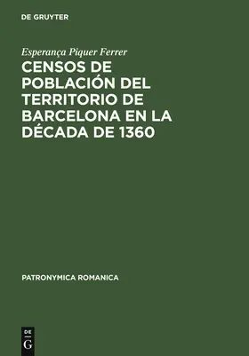Piquer Ferrer | Censos de población del territorio de Barcelona en la década de 1360 | Buch | 978-3-484-55522-8 | sack.de