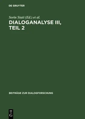 Hundsnurscher / Stati / Weigand |  Dialoganalyse III, Teil 2 | Buch |  Sack Fachmedien