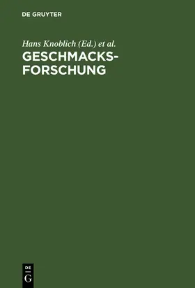 Knoblich / Schubert / Scharf |  Geschmacksforschung | Buch |  Sack Fachmedien