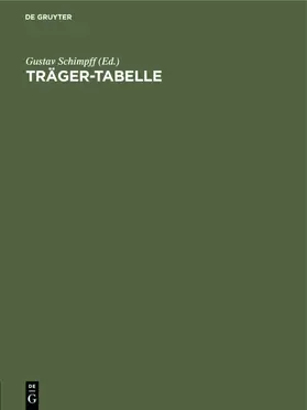Schimpff |  Träger-Tabelle | eBook | Sack Fachmedien