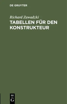 Zawadzki |  Tabellen für den Konstrukteur | Buch |  Sack Fachmedien