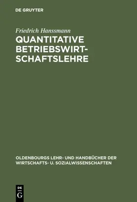 Hanssmann | Quantitative Betriebswirtschaftslehre | E-Book | www2.sack.de