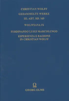 Marcolungo |  Wolffiana IX: Esperienza e ragione in Christian Wolff | Buch |  Sack Fachmedien