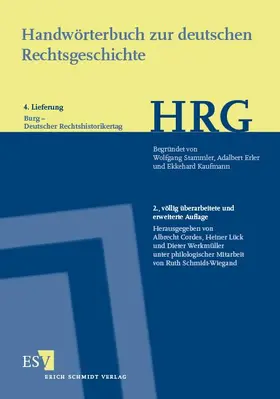 Cordes / Lück / Werkmüller |  Handwörterbuch zur deutschen Rechtsgeschichte (HRG) – Lieferungsbezug – -  - Lieferung 4: Burg–Deutscher Rechtshistorikertag | Buch |  Sack Fachmedien