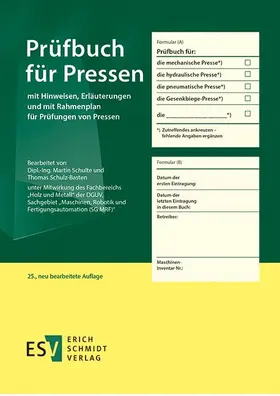 Schulte |  Prüfbuch für Pressen | Buch |  Sack Fachmedien