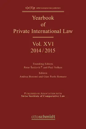 Bonomi / Paolo Romano |  Yearbook of Private International Law | Buch |  Sack Fachmedien