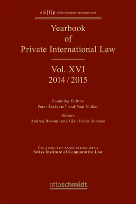 Sarcevic / Bonomi / Volken |  Yearbook of Private International Law Vol. XVI - 2014/2015 | eBook | Sack Fachmedien