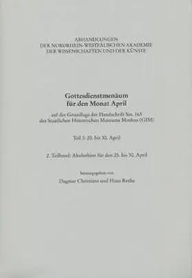 Rothe / Christians |  Gottesdienstmenäum für den Monat April, Teil 3: 2. Teilband: Akoluthien für den 25.-30. April | Buch |  Sack Fachmedien