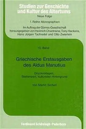 Sicherl |  Griechische Erstausgaben des Aldus Manutius | Buch |  Sack Fachmedien