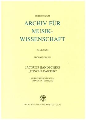 Maier |  Jacques Handschins "Toncharakter" | Buch |  Sack Fachmedien