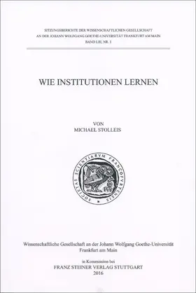 Stolleis |  Wie Institutionen lernen | Buch |  Sack Fachmedien