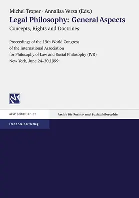Troper / Verza |  Legal Philosophy – General Aspects. Vol. 1: Concepts, Rights and Doctrines | eBook | Sack Fachmedien