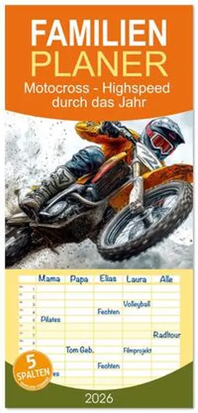 Roder / CALVENDO |  Familienplaner 2026 - Motocross - Highspeed durch das Jahr mit 5 Spalten (Wandkalender, 21 x 45 cm) CALVENDO | Sonstiges |  Sack Fachmedien