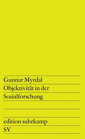 Myrdal |  Objektivität in der Sozialforschung | Buch |  Sack Fachmedien