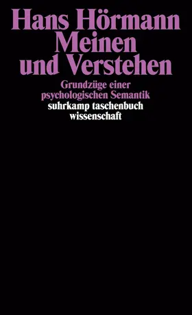 Hörmann |  Meinen und Verstehen | Buch |  Sack Fachmedien