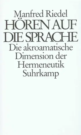 Riedel |  Hören auf die Sprache | Buch |  Sack Fachmedien