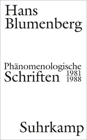 Blumenberg / Zambon |  Phänomenologische Schriften | eBook | Sack Fachmedien