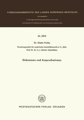 Fricke | Einkommen und Anspruchsniveau | Buch | 978-3-531-02213-0 | sack.de