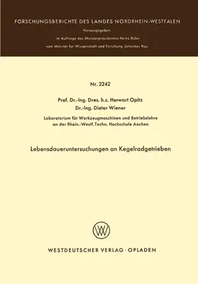 Opitz |  Lebensdaueruntersuchungen an Kegelradgetrieben | Buch |  Sack Fachmedien