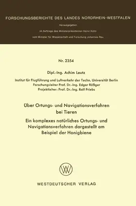 Leutz |  Über Ortungs- und Navigationsverfahren bei Tieren | Buch |  Sack Fachmedien
