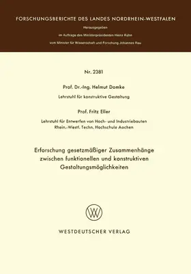 Domke |  Erforschung gesetzmäßiger Zusammenhänge zwischen funktionellen und konstruktiven Gestaltungsmöglichkeiten | Buch |  Sack Fachmedien