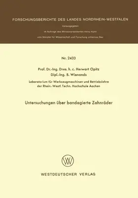Opitz |  Untersuchungen über bandagierte Zahnräder | Buch |  Sack Fachmedien