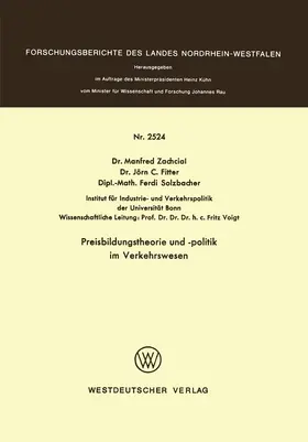 Zachcial |  Preisbildungstheorie und -politik im Verkehrswesen | Buch |  Sack Fachmedien