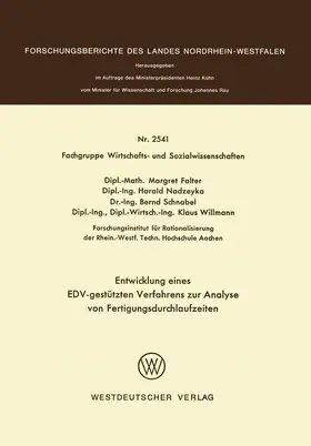 Falter |  Entwicklung eines EDV-gestützten Verfahrens zur Analyse von Fertigungsdurchlaufzeiten | Buch |  Sack Fachmedien