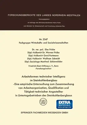 Fricke |  Arbeitsformen technischer Intelligenz im Steinkohlenbergbau | Buch |  Sack Fachmedien