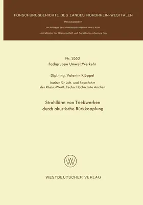 Klöppel |  Strahllärm von Triebwerken durch akustische Rückkopplung | Buch |  Sack Fachmedien