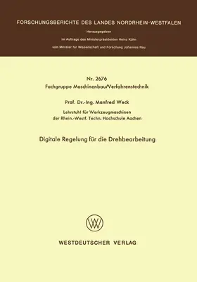 Weck |  Digitale Regelung für die Drehbearbeitung | Buch |  Sack Fachmedien