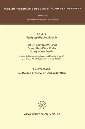 Edwin |  Untersuchung der Kraftwerkreserve im Verbundsystem | Buch |  Sack Fachmedien