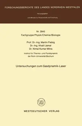 Fiebig |  Untersuchungen zum Gasdynamik-Laser | Buch |  Sack Fachmedien