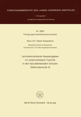 Grasedieck |  Lernzielorientierte Hausaufgaben im Unterrichtsfach Technik in den berufsbildenden Schulen (Sekundarstufe II) | Buch |  Sack Fachmedien