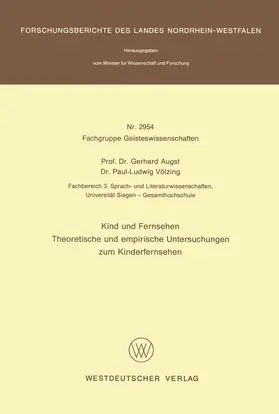 Augst |  Kind und Fernsehen | Buch |  Sack Fachmedien