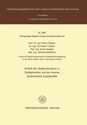Peeken |  Einfluß der Radkonstruktion in Großgetrieben auf die inneren dynamischen Zusatzkräfte | Buch |  Sack Fachmedien