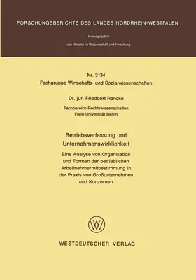Rancke |  Betriebsverfassung und Unternehmenswirklichkeit | Buch |  Sack Fachmedien