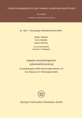 Baacke |  Aspekte sozialökologischer Lebenswelterkundung | Buch |  Sack Fachmedien