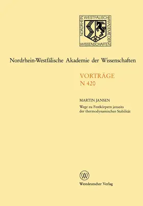 Jansen |  Nordrhein-Westfälische Akademie der Wissenschaften | Buch |  Sack Fachmedien