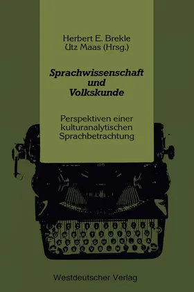 Brekle / Maas |  Sprachwissenschaft und Volkskunde | Buch |  Sack Fachmedien