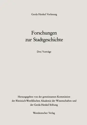 Giovannini / Vermalst / Gall |  Forschungen zur Stadtgeschichte | Buch |  Sack Fachmedien