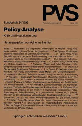 Héritier |  Policy-Analyse | Buch |  Sack Fachmedien