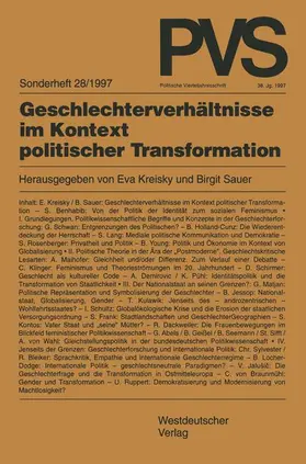 Sauer / Kreisky |  Geschlechterverhältnisse im Kontext politischer Transformation | Buch |  Sack Fachmedien