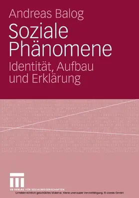 Balog |  Soziale Phänomene | eBook | Sack Fachmedien